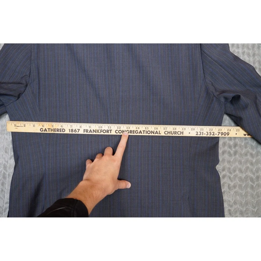 Marenzio Uomo Mens Super 120s Wool Pinstripe Blazer 58L Blue Grey Made in Italy
